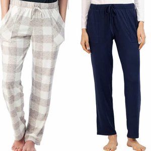 NWT Lucky Brand Womens 2 Piece Sleep Pajajma Pants Plaid/Navy Size L $80 2D244